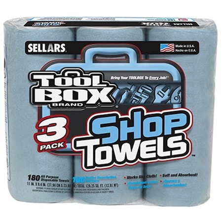 SELLARS Sellars 5448301 Blue Shop Towel; Pack 3 165030